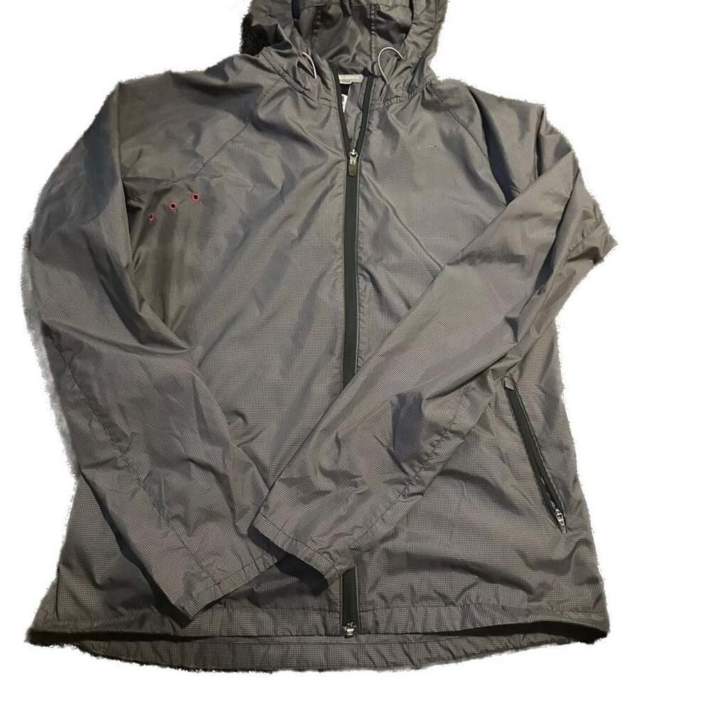 Nike Men's Medium Lightweight Windbreaker Jacket Gray Reflective Hood - Picture 2 of 9